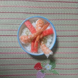 寿司桶なしで❤海老&カニカマの海鮮丼♪